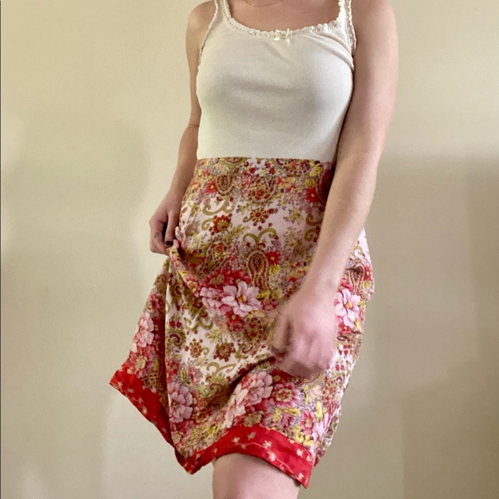 OLD NAVY FLORAL PAISLEY SILK SKIRT